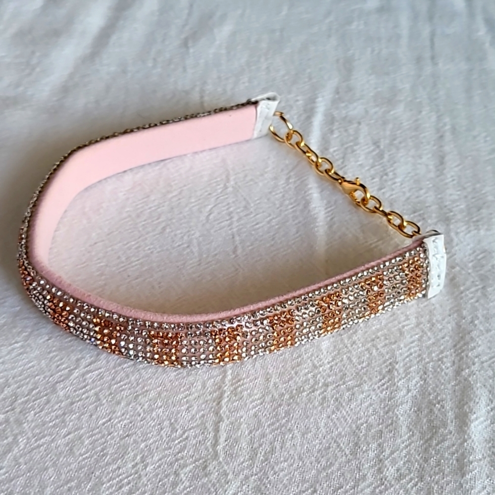 Small Pink Diamond Collar for Small Pets. Cats or Dogs. Size chart available.